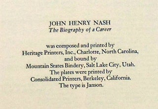 JOHN HENRY NASH. THE BIOGRAPHY OF A CAREER.