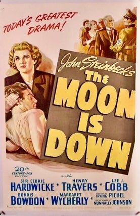 Item #2348 ORIGINAL ONE-SHEET MOVIE POSTER "THE MOON IS DOWN". LINEN BACKED. John STEINBECK,...
