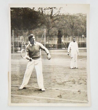 Item #2362 ORIGINAL PHOTOGRAPH OF SPENCER TRACY PLAYING TENNIS IN PARIS. 1939. Spencer TRACY