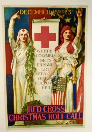 Item #2432 ORIGINAL WW1 POSTER: "RED CROSS CHRISTMAS ROLL CALL" 1918. LINEN MOUNTED. E. H....