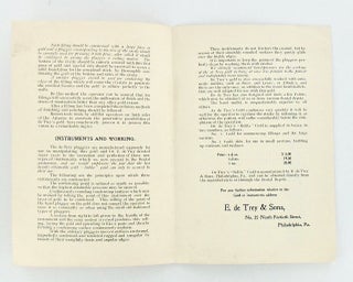 DENTAL TRADE CATALOG: "DR. E. de TREY'S 'SOLILA' GOLD AND INSTRUMENTS". 1898