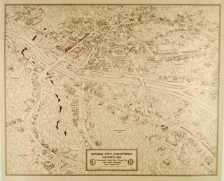 Item #2510 ORIGINAL SIGNED MAP OF NEVADA CITY, CALIFORNIA 1975. LINEN MOUNTED. Robert CHRESTENSEN