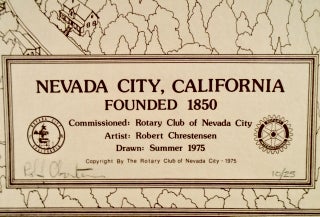 ORIGINAL SIGNED MAP OF NEVADA CITY, CALIFORNIA 1975. LINEN MOUNTED