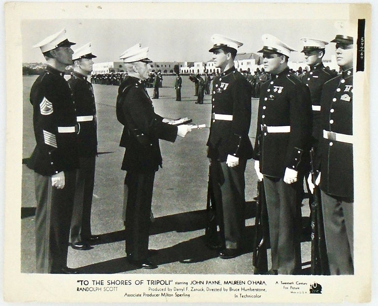 Item #2694 "TO THE SHORES OF TRIPOLI". SIX (6) ORIGINAL STILL PHOTOGRAPHS. 1942 USMC. Lamar TROTTI, Screenplay.