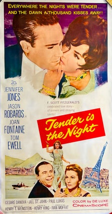 Item #2708 "TENDER IS THE NIGHT". ORIGINAL MOVIE POSTER 1962 LINEN-BACKED. THREE SHEET. F. Scott...