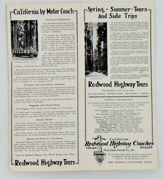 "REDWOOD HIGHWAY TOURS CALIFORNIA" ORIGINAL BROCHURE 1924