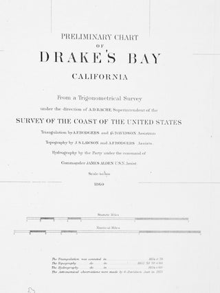 DRAKE'S BAY CALIFORNIA: ORIGINAL MAP 1860 LINEN-BACKED