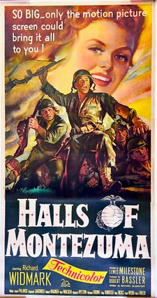 "HALLS OF MONTEZUMA" ORIGINAL 3-SHEET MOVIE POSTER 1951 LINEN-BACKED