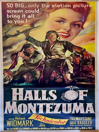 "HALLS OF MONTEZUMA" ORIGINAL 3-SHEET MOVIE POSTER /1951/ LINEN /MARINES