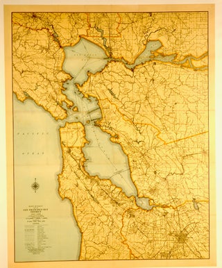 ORIGINAL MAP: SAN FRANCISCO BAY DISTRICT 1928 LINEN-BACKED