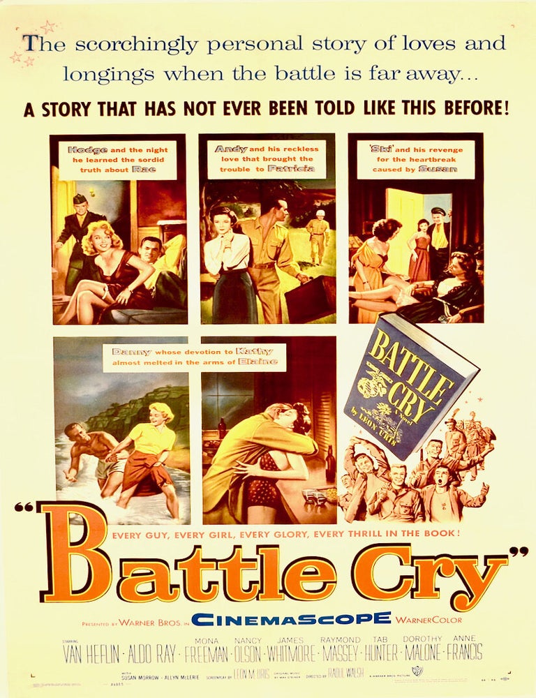 Sourcework BATTLE CRY ORIGINAL MOVIE POSTER 1955 LINEN-BACKED. USMC | LEON URIS ...