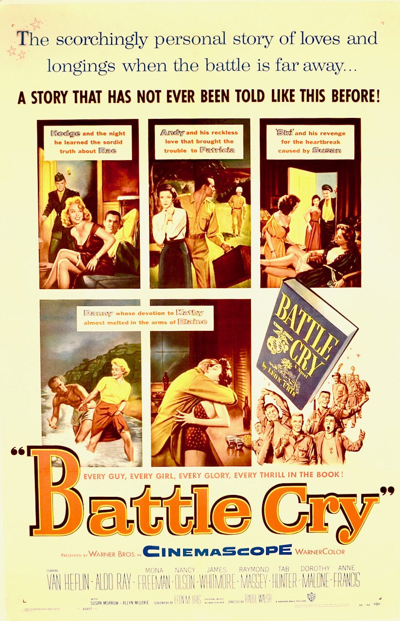 Sourcework BATTLE CRY ORIGINAL MOVIE POSTER 1955 LINEN-BACKED. USMC | LEON URIS ...