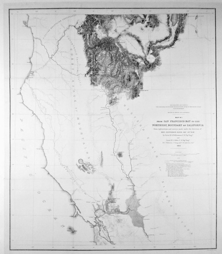 Item #2741 1855 ORIGINAL MAP: "FROM SAN FRANCISCO BAY TO THE NORTHERN BOUNDARY OF CALIFORNIA" / MAP NO, 1 / LINEN-BACKED