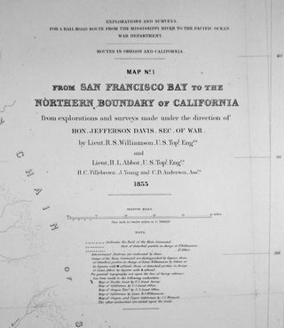 1855 ORIGINAL MAP: "FROM SAN FRANCISCO BAY TO THE NORTHERN BOUNDARY OF CALIFORNIA" / MAP NO, 1 / LINEN-BACKED