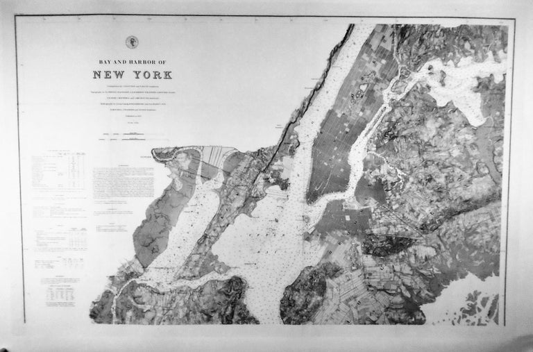 Item #2742 1874 ORIGINAL MAP: "BAY AND HARBOR OF NEW YORK" / LINEN-BACKED / USCS