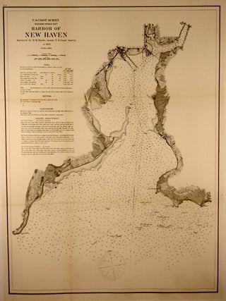 Item #2825 1872 ORIGINAL MAP "HARBOR OF NEW HAVEN" / U. S. COAST SURVEY / LINEN-BACKED