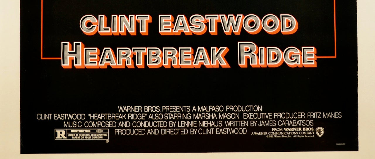 Heartbreak Ridge Poster 1986 ORIGINAL POSTER HEARTBREAK RIDGE / LINENBACKED / 1-SHEET / USMC ...