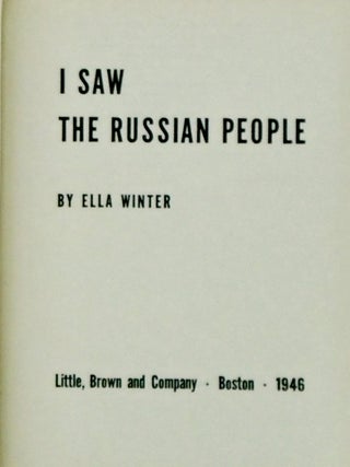 I SAW THE RUSSIAN PEOPLE (INSCRIBED TO ALBERT EINSTEIN)